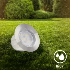 Briloner Nedgravet Udebelysning|Udendørs Spot > LED-indbygningsspot 3915032 IP67 12V 3x-tilbehør 4,5cm stål