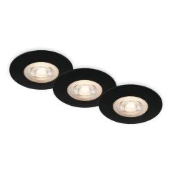 Loftlamper|Indbygningsspots ^ Briloner LED-indbygningsspot Kulana sort sæt af 3 IP65