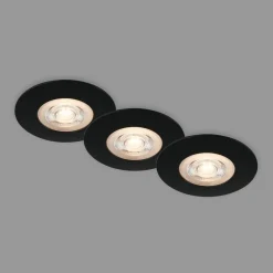 Loftlamper|Indbygningsspots ^ Briloner LED-indbygningsspot Kulana sort sæt af 3 IP65