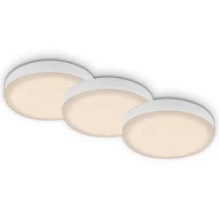 Loftlamper|Indbygningsspots ^ Briloner LED-indbygningsspot Plat, hvid, sæt af 3, 3.000 K