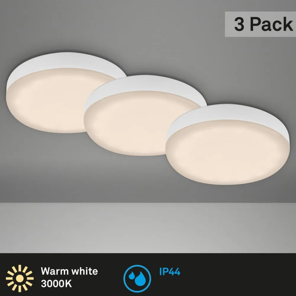 Loftlamper|Indbygningsspots ^ Briloner LED-indbygningsspot Plat, hvid, sæt af 3, 3.000 K