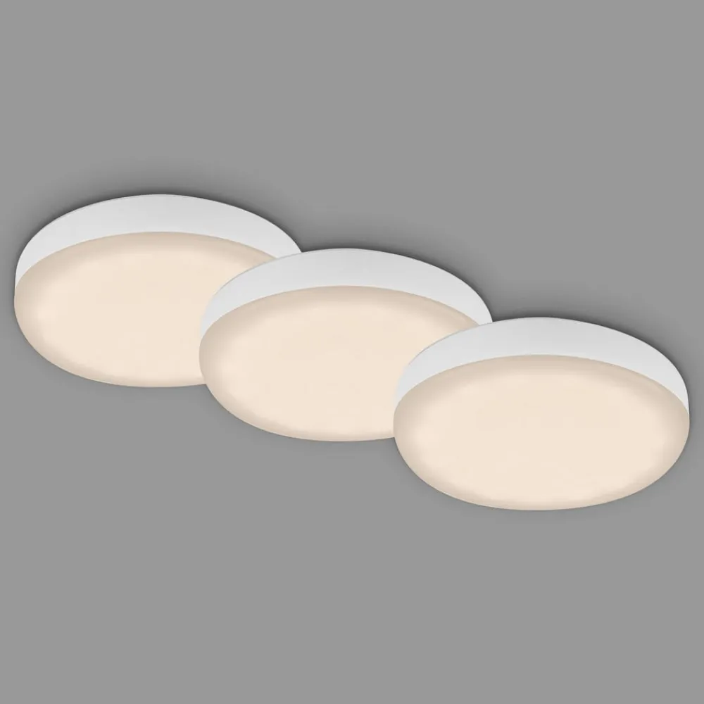 Loftlamper|Indbygningsspots ^ Briloner LED-indbygningsspot Plat, hvid, sæt af 3, 3.000 K
