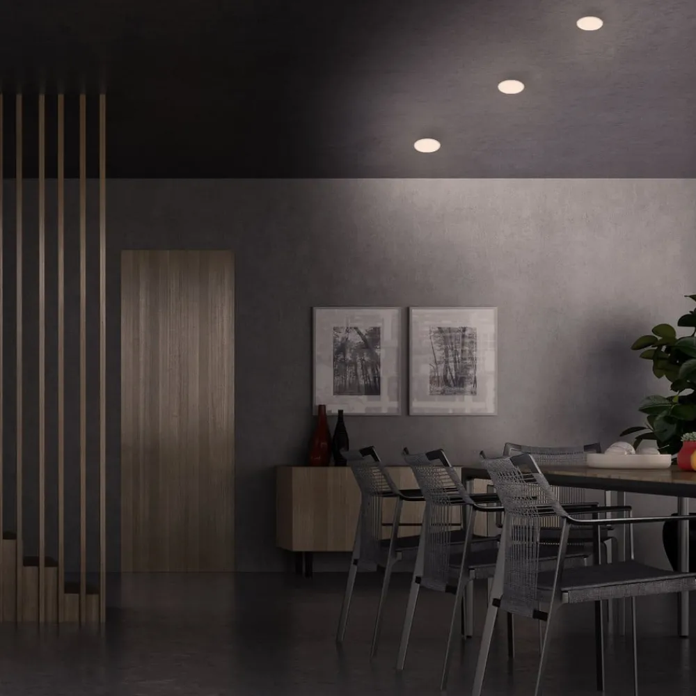Loftlamper|Indbygningsspots ^ Briloner LED-indbygningsspot Plat, hvid, sæt af 3, 3.000 K