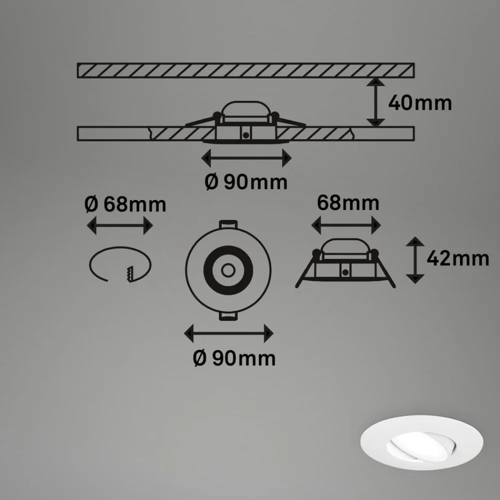 Briloner Loftlamper|Indbygningsspots > LED-indbygningsspot 7597 3sæt IP65 4.000 K hvid