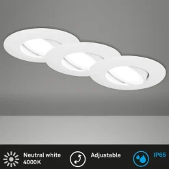 Briloner Loftlamper|Indbygningsspots > LED-indbygningsspot 7597 3sæt IP65 4.000 K hvid