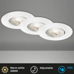 Briloner Loftlamper|Indbygningsspots > LED-indbygningsspot 7602 3sæt IP65 3.000 K hvid