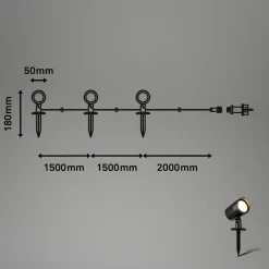 Briloner Udendørs Spot > LED jordspyd 3799035, sort, plastik sæt med 3 Ø 5 cm