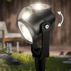 Briloner Udendørs Spot > LED jordspydspids 3919035 12V 3-punkts forlængelse, sort Ø 5 cm
