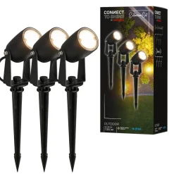 Briloner Udendørs Spot > LED jordspyd 3928035 12 V 3x forlængelse sort Ø 4 cm