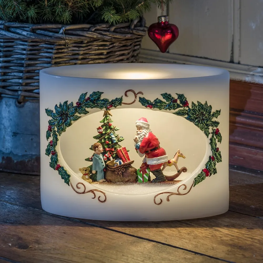 Konstsmide Christmas Dekorationsbelysning|Julepynt > LED Julemand med barn, ægte vokslys
