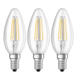 OSRAM Filament Pære|Led Pærer > LED-kertepære E14 4 W filament 2.700K 3 stk