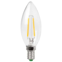 Led Pærer|Filament Pære ^ MEGAMAN LED-kertepære E14 3W glødetråd klar, varmhvid