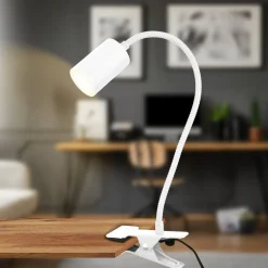 Briloner Arbejdsrum/Kontor|Bordlamper > LED-klemmelampe Fleks, hvid, fleksibel, metal