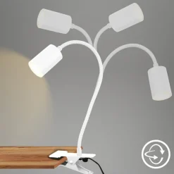 Briloner Arbejdsrum/Kontor|Bordlamper > LED-klemmelampe Fleks, hvid, fleksibel, metal