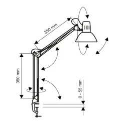 Maul Arbejdsrum/Kontor|Bordlamper > LED-klemmelampe study, rød, stål, højde 44 cm, E27