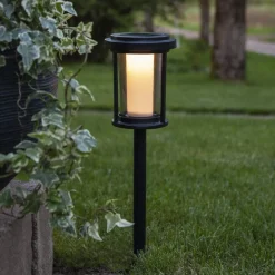 STAR TRADING Solcellelamper > LED-lampe med jordspyd Alippa, sort, højde 44 cm metal