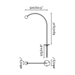 FARO BARCELONA Udendørs Spot > LED-lampe med jordspyd Cuca, sort, stål/glas, højde 65 cm