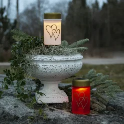 STAR TRADING Solcellelamper > LED-lampe med jordspyd Hearty, hvid/guld 12 cm plast