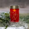 STAR TRADING Dekorationsbelysning|Solcellelamper > LED-lampe med jordspyd Hearty, rød/guld, 12 cm plast