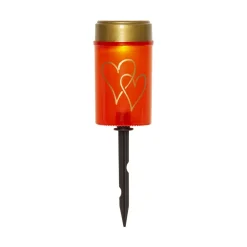 STAR TRADING Dekorationsbelysning|Solcellelamper > LED-lampe med jordspyd Hearty, rød/guld, 12 cm plast