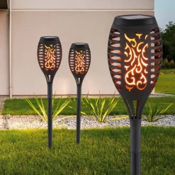 Solcellelamper ^ Globo LED-lampe med jordspyd 33535-2, lygte, sort, sæt med 2 stk