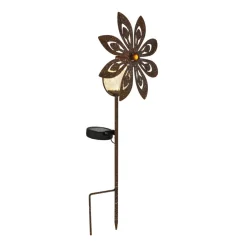 Globo Solcellelamper > LED-lampe med jordspyd 36576, rustbrun, metal, glas