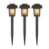 Dekorationsbelysning|Solcellelamper ^ Globo LED-lampe med jordspyd 33577-3, sort, plast, 3 stk