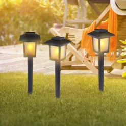Dekorationsbelysning|Solcellelamper ^ Globo LED-lampe med jordspyd 33577-3, sort, plast, 3 stk
