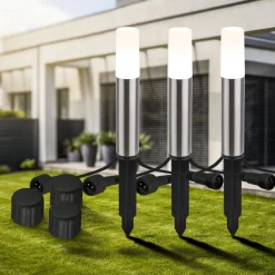 Udendørs Spot ^ Briloner LED-lampe med jordspyd 3926032 12V 3x-udvidelse Stål Ø 4cm