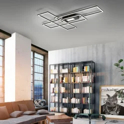 Gang|Loftlamper ^ JUST LIGHT. GmbH LED-loftlampe Asmin, CCT, sort, 98,9x69,4cm