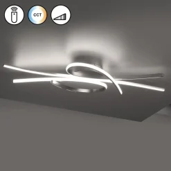 Loftlamper|Loftlamper ^ FISCHER & HONSEL LED-loftlampe Biba, nikkel, længde 100 cm, metal CCT