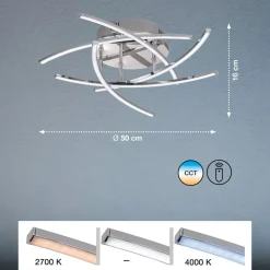 Loftlamper|Loftlamper ^ FISCHER & HONSEL LED-loftlampe Cross tunable white, 5 lys, krom