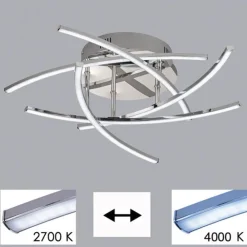 Loftlamper|Loftlamper ^ FISCHER & HONSEL LED-loftlampe Cross tunable white, 5 lys, krom