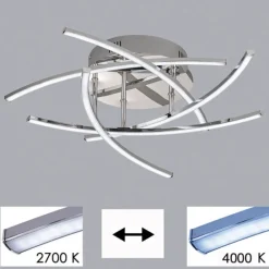 Loftlamper|Loftlamper ^ FISCHER & HONSEL LED-loftlampe Cross tunable white, 5 lys, krom