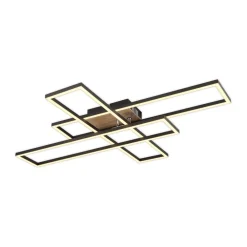 Globo Loftlamper|Loftlamper > LED-loftlampe Dakari, længde 80 cm, sort/træ, 3 lyskilder.