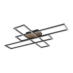 Globo Loftlamper|Loftlamper > LED-loftlampe Dakari, længde 80 cm, sort/træ, 3 lyskilder.
