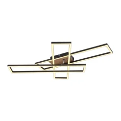 Globo Loftlamper|Loftlamper > LED-loftlampe Dakari, længde 80 cm, sort/træ, 3 lyskilder.
