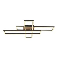 Globo Loftlamper|Loftlamper > LED-loftlampe Dakari, længde 80 cm, sort/træ, 3 lyskilder.