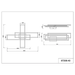 Globo Loftlamper|Loftlamper > LED-loftlampe Dakari, længde 80 cm, sort/træ, 3 lyskilder.