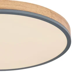 Globo Gang|Loftlamper > LED-loftlampe Doro, Ø 60 cm, mørk grafit/træ, træ, CCT