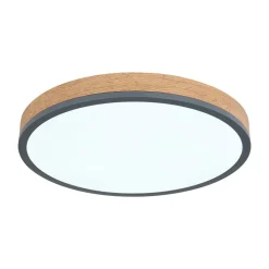 Gang|Loftlamper ^ Globo LED-loftlampe Doro, Ø 45 cm, mørk grafit/træ, træ, CCT