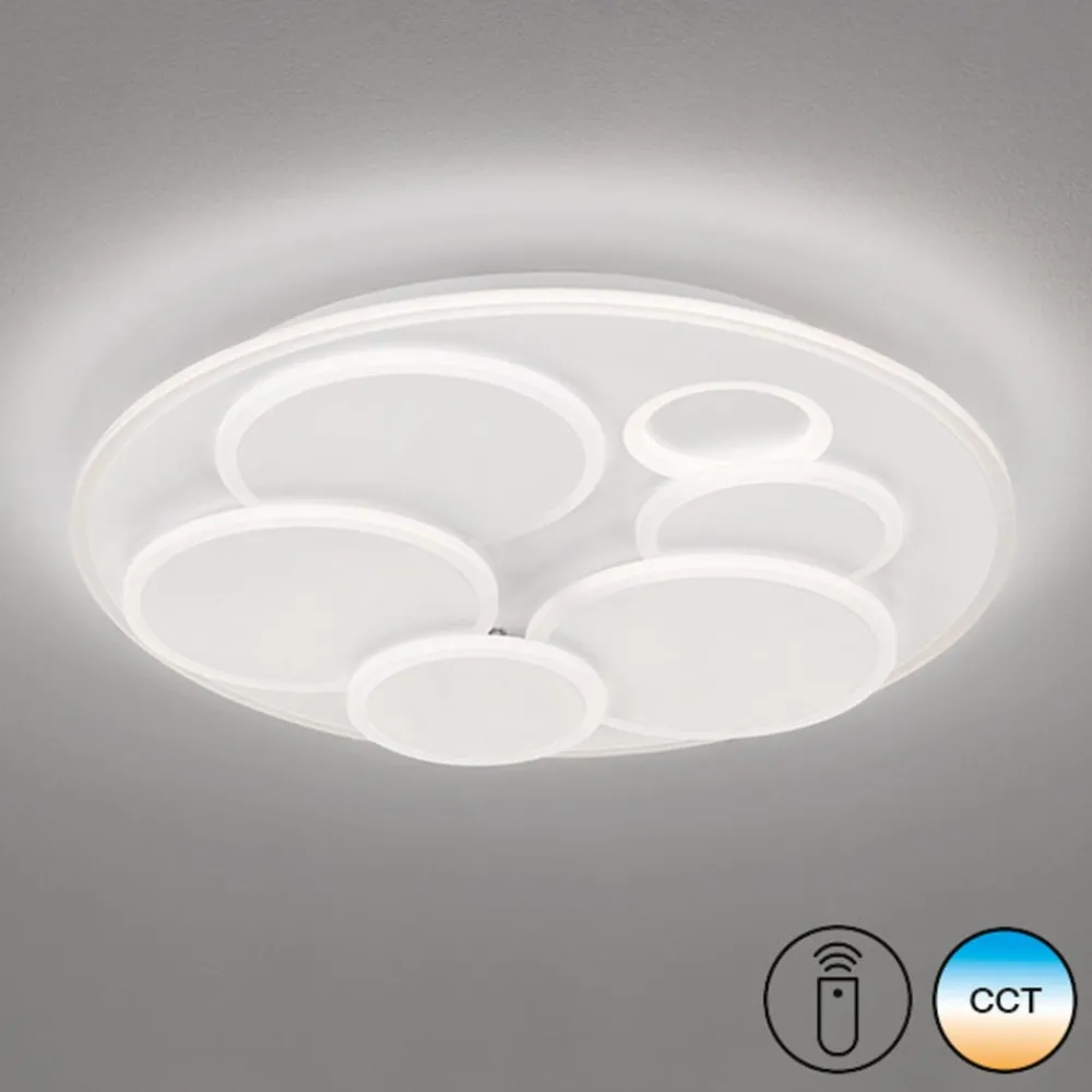 FISCHER & HONSEL Loftlamper|Loftlamper > LED-loftlampe Dots, hvid, Ø 50 cm, metal/akryl, CCT