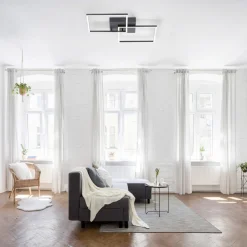 JUST LIGHT. GmbH Loftlamper > LED-loftlampe Iven, dæmpbar, sort, 53x53cm
