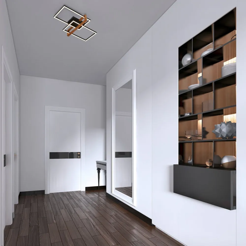 Loftlamper|Loftlamper ^ Briloner LED-loftlampe 3775015 2 lyskilder med træ
