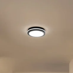 Udendørs Loftlamper ^ Milagro Lighting LED-loftlampe Marlon, Ø 22 cm, sort, plast, IP54