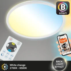 Arbejdsrum/Kontor ^ Briloner LED-loftlampe Slim S dæmpbar CCT hvid Ø 29 cm