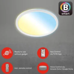 Arbejdsrum/Kontor ^ Briloner LED-loftlampe Slim S dæmpbar CCT hvid Ø 29 cm