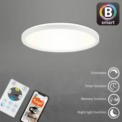 Arbejdsrum/Kontor ^ Briloner LED-loftlampe Slim S dæmpbar CCT hvid Ø 29 cm