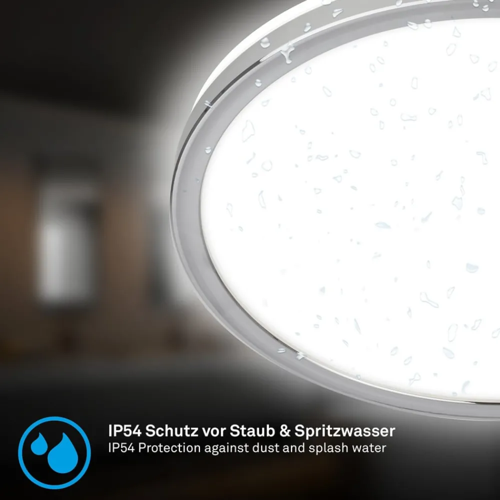 Briloner Loftlamper > LED-loftlampe til badeværelset Pulap, Ø 42 cm, kromfarvet/hvid metal