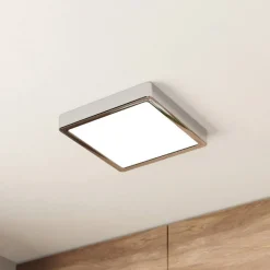 Loftlamper|Loftlamper ^ EGLO LED-loftslampe Fueva 5 IP44 3000K krom 21x21cm